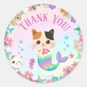 Kat Meeuwmeisje Verjaardagsfeest Ronde Sticker (Voorkant)