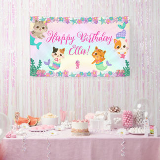 Kat Meeuwmeisje Verjaardagsfeest Spandoek