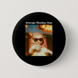Kat Meme Gemiddelde Maandag 9am Grappig Sarcasme R Ronde Button 5,7 Cm