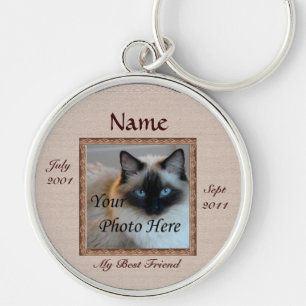 Kat Memorial Brown Tones Custom Photo Pet Loss Sleutelhanger
