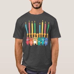 kat menorah hanukkah chanukah pajama kostume voor  t-shirt