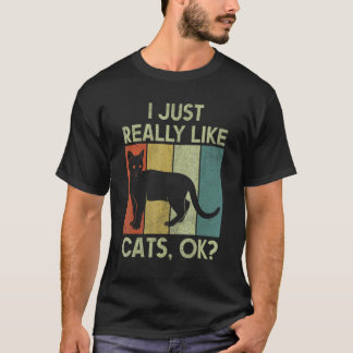 Kat Mens  Retro Ik Hou Gewoon Van Katten T-shirt