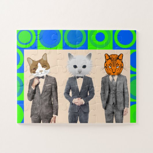 KAT-MENSEN DIE DE FUNNY JIGSAW PUZZLE KUNNEN AANGE LEGPUZZEL (Horizontaal)