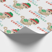 Kat Meowy kerstpapier voor kindercadeautjes Cadeaupapier (Hoek)
