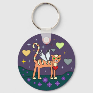 Kat met aangepaste Sleutelhanger voor hart