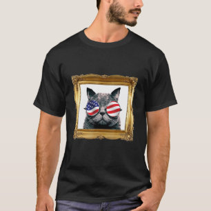 Kat met Amerika USA Vlag Zonnebril Kitten T-shirt