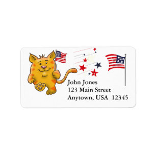Kat met Amerikaanse vlag Etiket