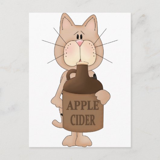 Kat met appelcider briefkaart (Voorkant)