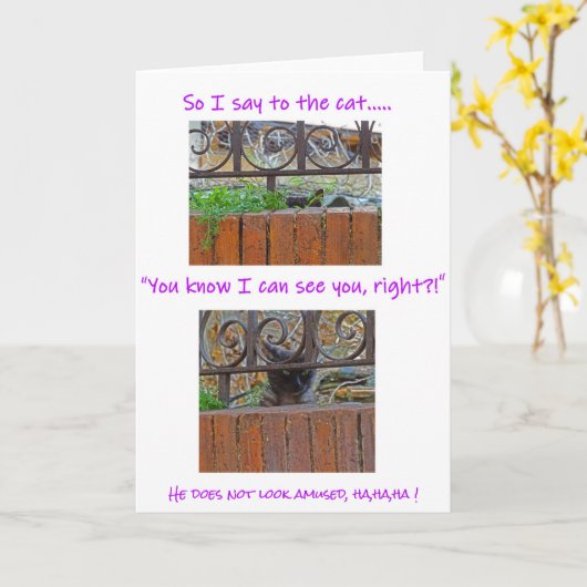 Kat met Attitude Card Kaart (Gele Bloem)