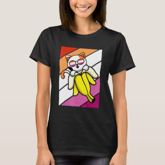 Kat Met Banaan Trots Lesbische Vlag LGBTQ Trots Al T-shirt