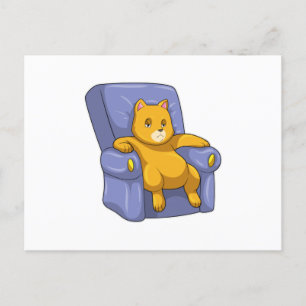 Kat met bank briefkaart