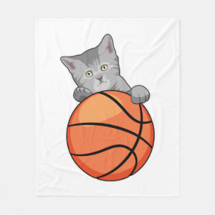 Kat met Basketball Fleece Deken