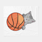 Kat met Basketball Fleece Deken (Voorkant (Horizontaal))