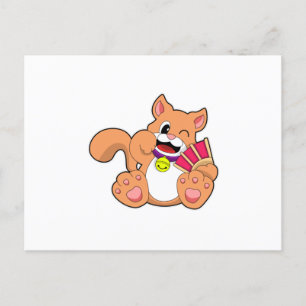 Kat met bel briefkaart