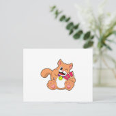 Kat met bel briefkaart (Staand voorkant)