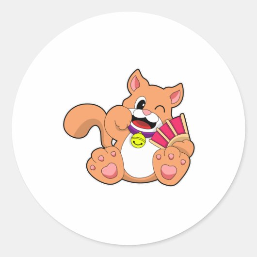 Kat met Bell Ronde Sticker (Voorkant)