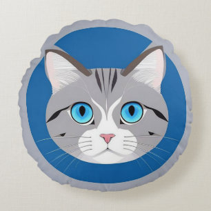 Kat Met Blauwe Ogen Rond Kussen