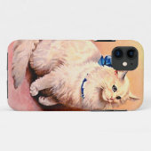 kat met blauwe poot Case-Mate iPhone case (Achterkant (horizontaal))