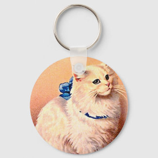 kat met blauwe poot sleutelhanger