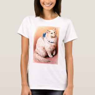  kat met blauwe poot t-shirt
