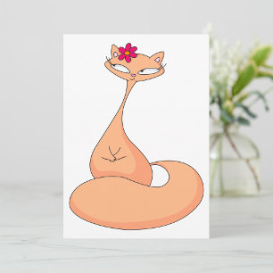 Kat met bloem Schattige Kawaii Kat Kaart