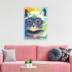 Kat met bloemenogen Louis Wain Canvas Afdruk