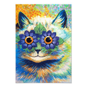 Kat met bloemenoog   Louis Wain   Foto Afdruk