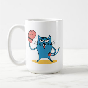 Kat met bokshandschoenen koffiemok