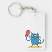 Kat met bokshandschoenen sleutelhanger (Voorkant)