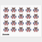Kat met bokshandschoenen vierkante sticker (Vel)