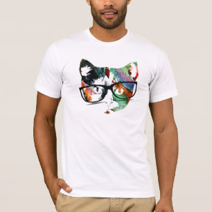Kat met bril t-shirt