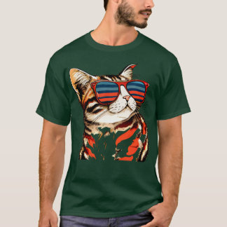 Kat met bril zomer voor alle kattenliefhebbers t-shirt