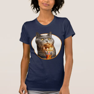 Kat met bruisend glas op de dag van de geboorte t-shirt