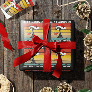 Kat met brute kerst op de Naughty-lijst Cadeaupapier