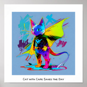 Kat met cape poster