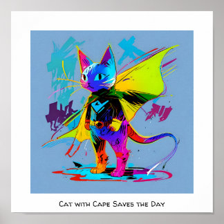 Kat met cape poster