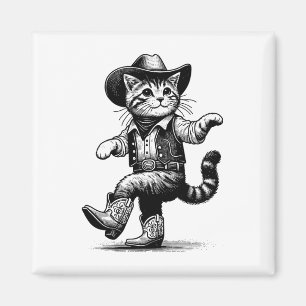 Kat met Cowboy Pet en laarzen Cowgirl Western Coun Magneet