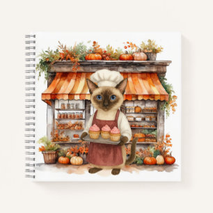 Kat met cupcake voor bakkerij Thanksgiving Notitieboek