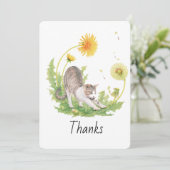 Kat met Dandelions Bedankkaart (Staand voorkant)