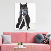 Kat met de camera canvas afdruk (Insitu (Woonkamer))