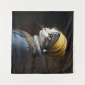 Kat met de parel oorbel wandkleed (Voorkant (horizontaal))