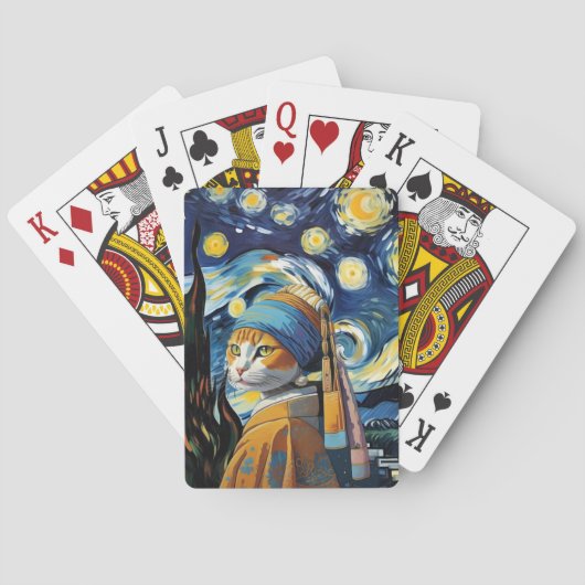 Kat met de parel oorring pokerkaarten (Achterkant)