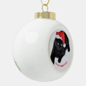 Kat met de Rode Kerstman Keramische Bal Ornament (Links)