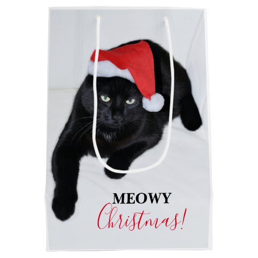 Kat met de Rode Kerstman Medium Cadeauzakje (Achterkant)