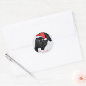 Kat met de Rode Kerstman Ronde Sticker (Envelop)