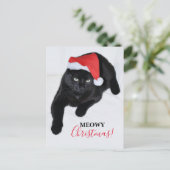 Kat met de rode kerstmuts feestdagenkaart (Staand voorkant)