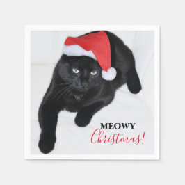 Kat met de rode kerstmuts servet