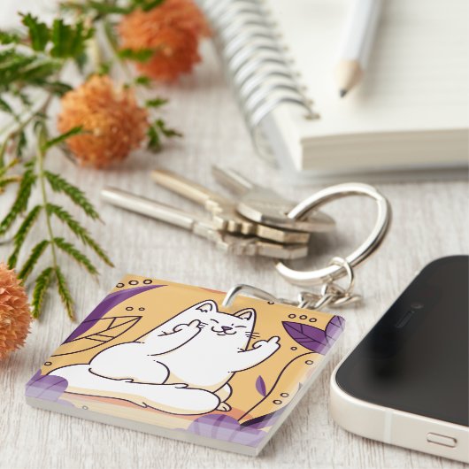 Kat met de vinger sleutelhanger (Voorkant Rechts)