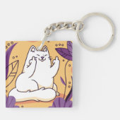 Kat met de vinger sleutelhanger (Achterkant)