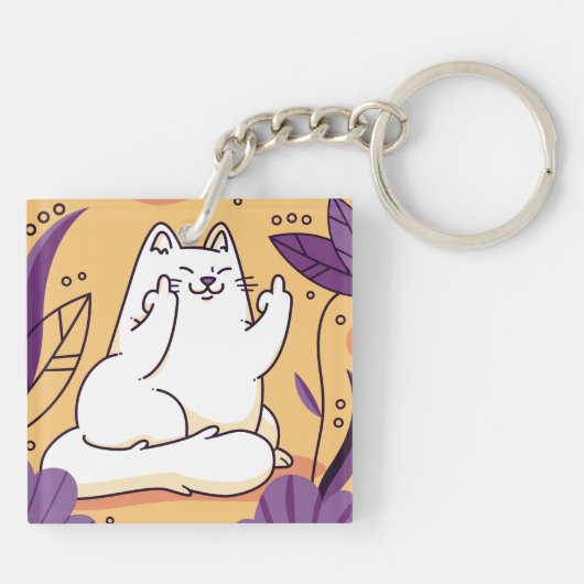 Kat met de vinger sleutelhanger (Achterkant)